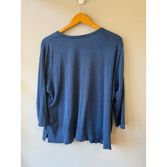 J. Jill Women's Blue Pima Two Pocket Tee Size XL Cotton - Picture 2 of 6